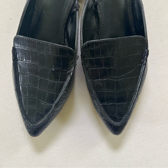 Express Black Crocodile Pattern Mules Loafers Size 7 - Picture 1 of 5